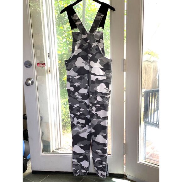 Urban Outfitters Champion Grey Camouflage Super Fleece Bib Overalls Size XS - Picture 10 of 11